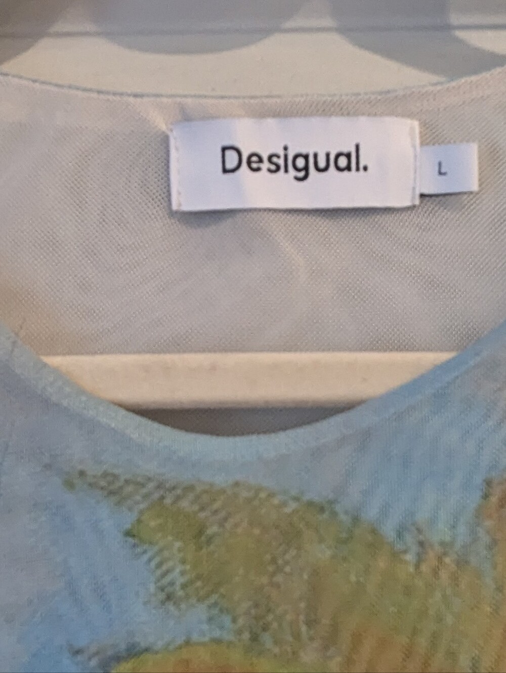 Desigual Tropical Palm Short Sleeve Tee - Blue & Coral - Picture 3 of 4